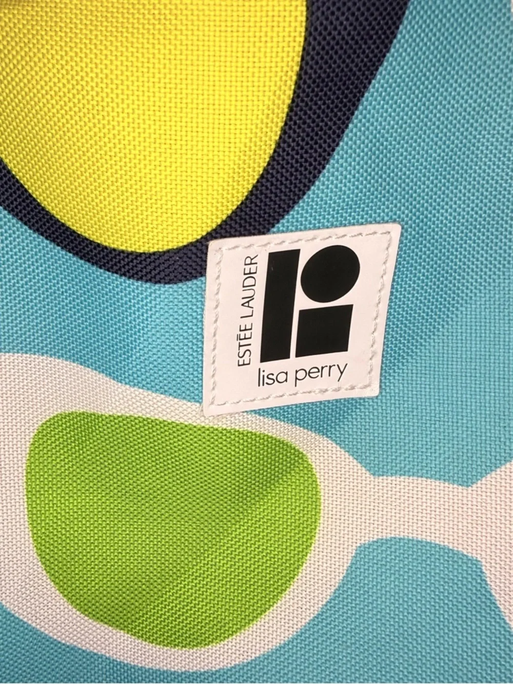 Estée Lauder Lisa Perry Blue Sunglasses Print Tote with Multicolor Accents